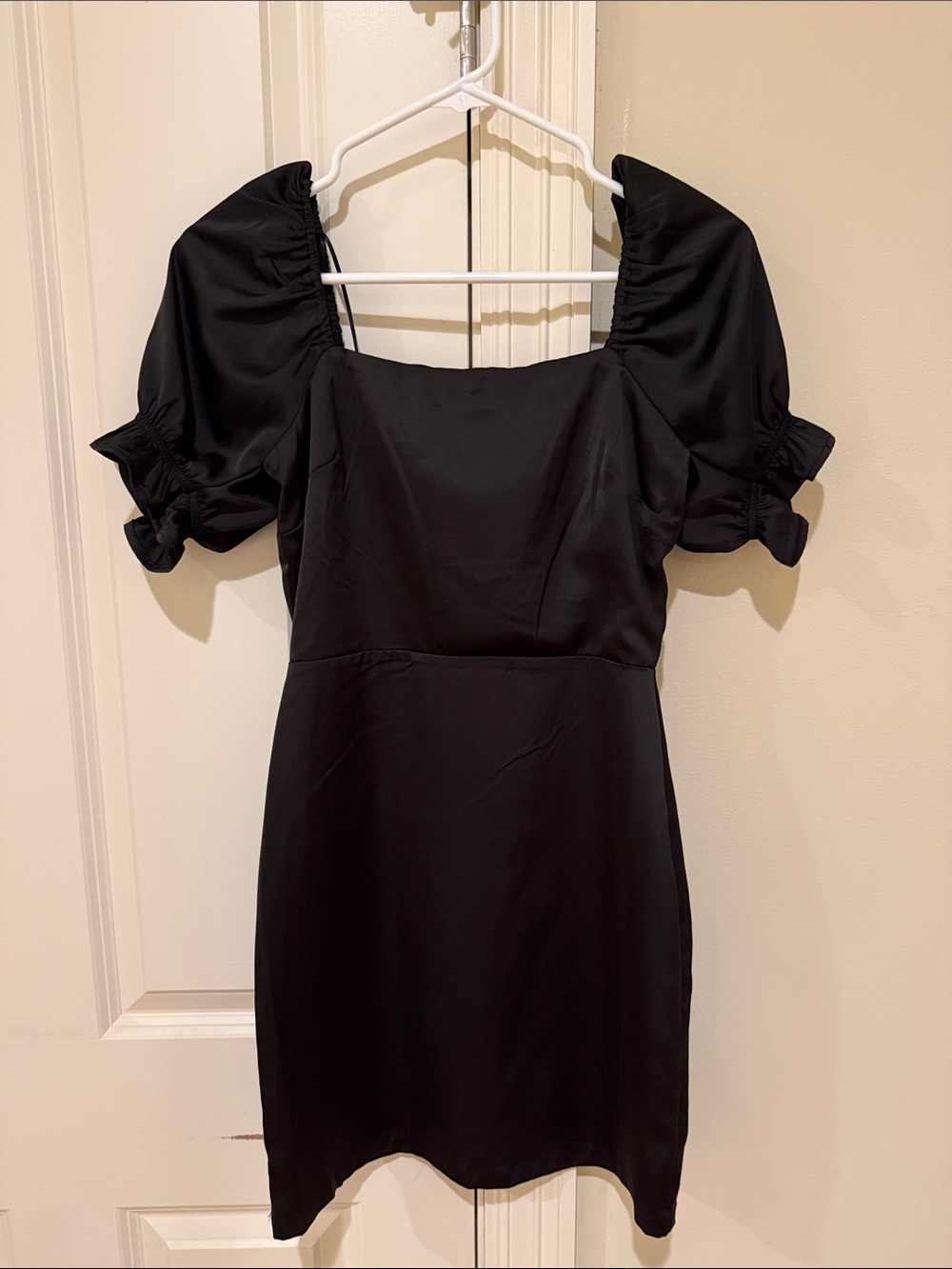 Black Puff-Sleeve Mini Dress